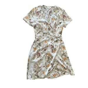 Bohme Satin Wrap Dress floral S romantic cottage boho bohemian white summer sun